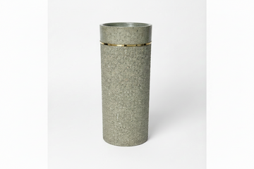 Sleek Fluted Terrazzo Freestanding Pedestal Sink with Brass Inlay