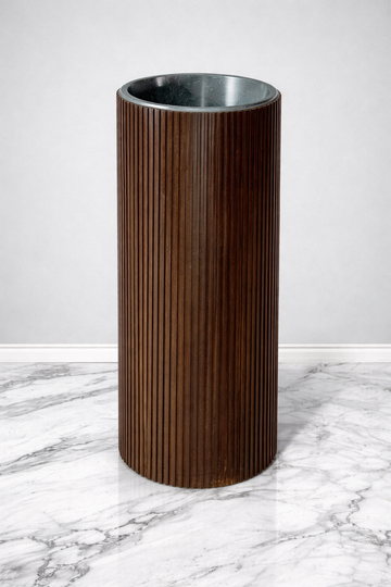 Freestanding Fluted Wooden Pedestal Wash Basin